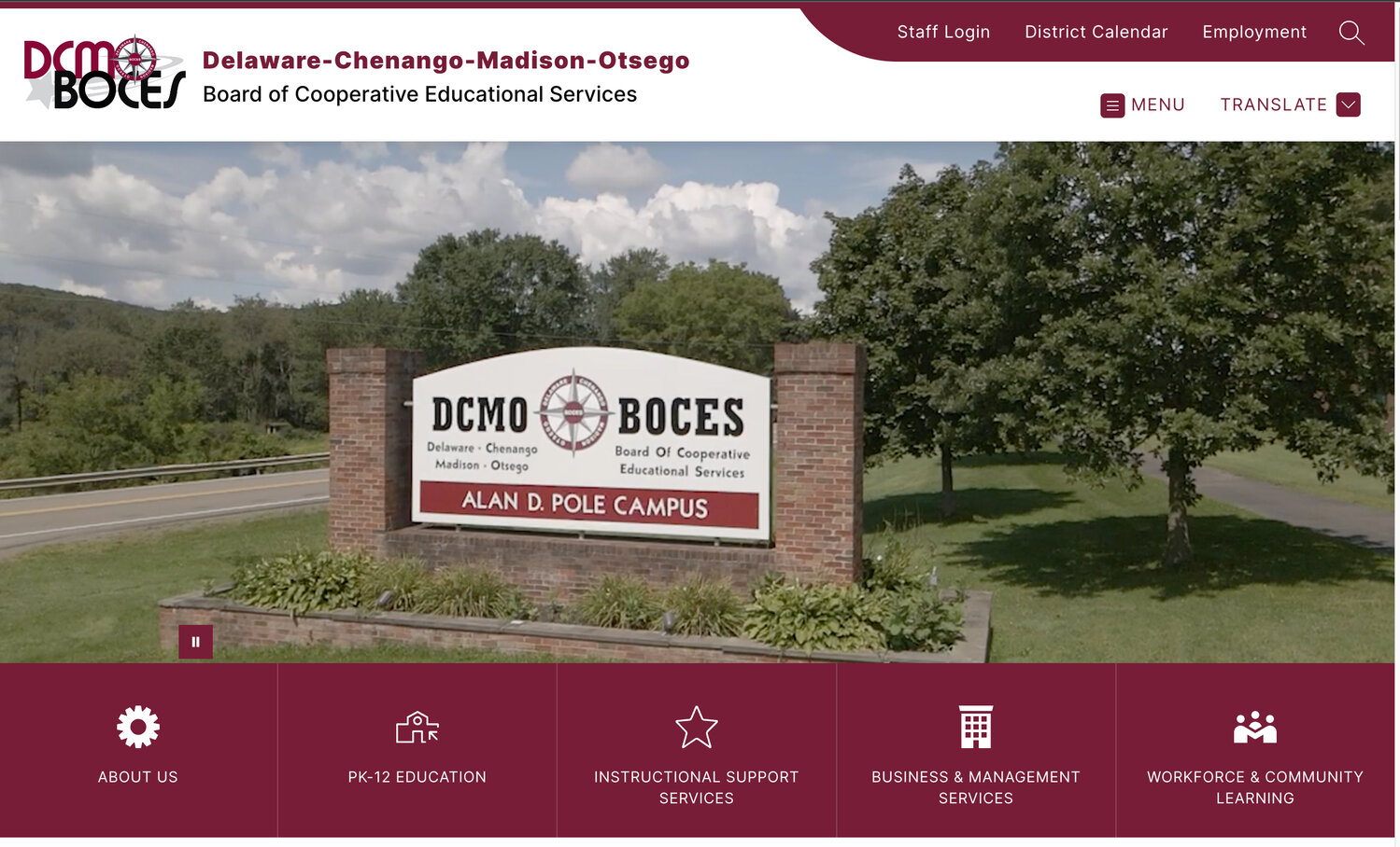 The landing page of the new DCMO BOCES website, launches Jan. 1.